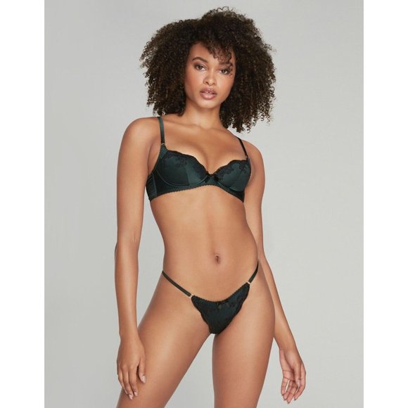 Agent Provocateur Molly Dark Green Silk Thong AP3 Medium NWT - Picture 2 of 8